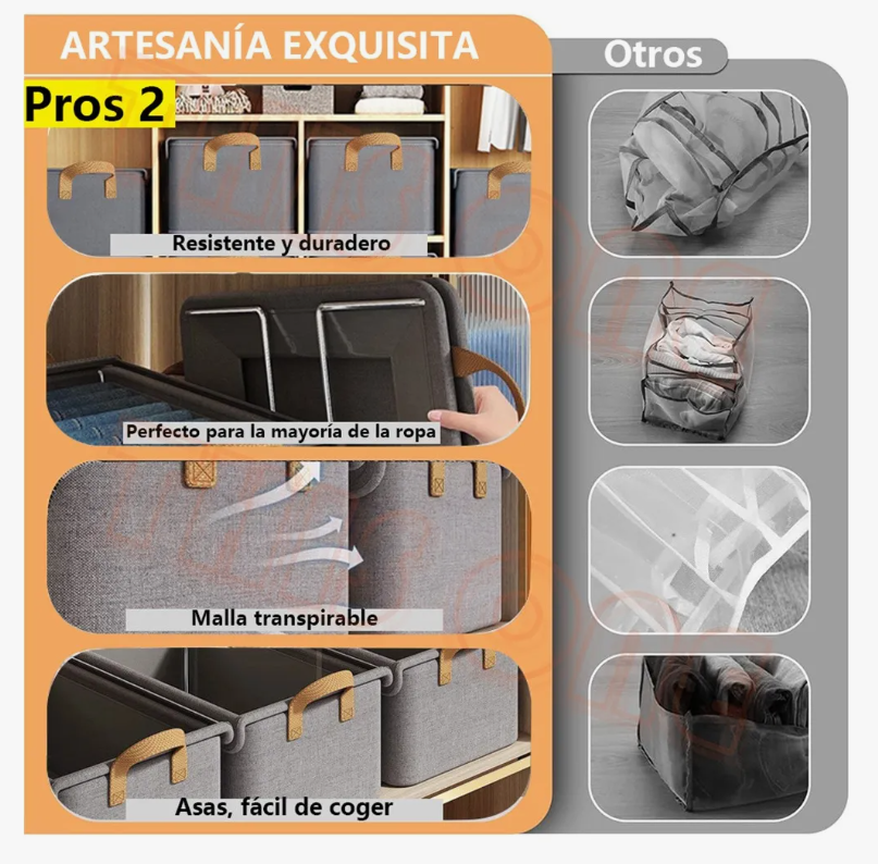 Foto 3 | Cajas Organizadoras De Tela Con Tapa Y Soporte De Acero 2pcs
