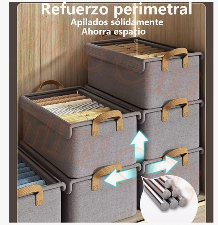 Foto 5 | Cajas Organizadoras De Tela Con Tapa Y Soporte De Acero 2pcs