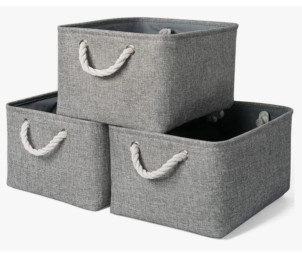 Set 3 Cajas Organizadoras Plegables Cestas Almacenaje Tela