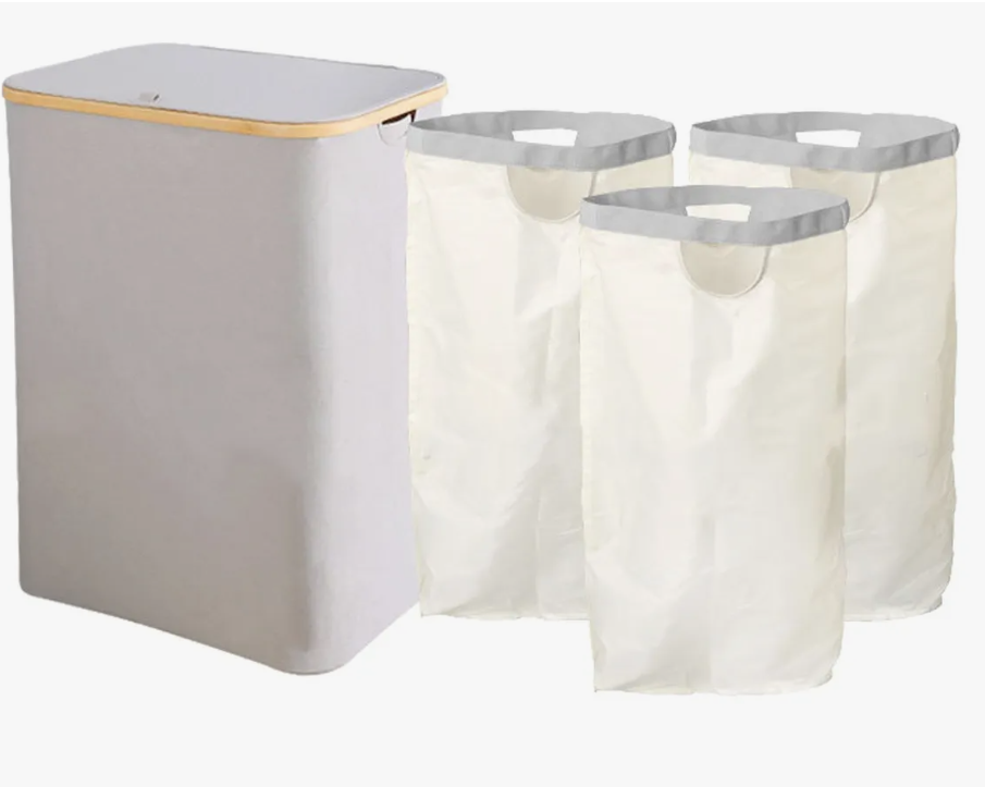 Foto 2 pulgar | Cesta de Ropa con Tapa y 3 Bolsas Grandes Plegables 160l
