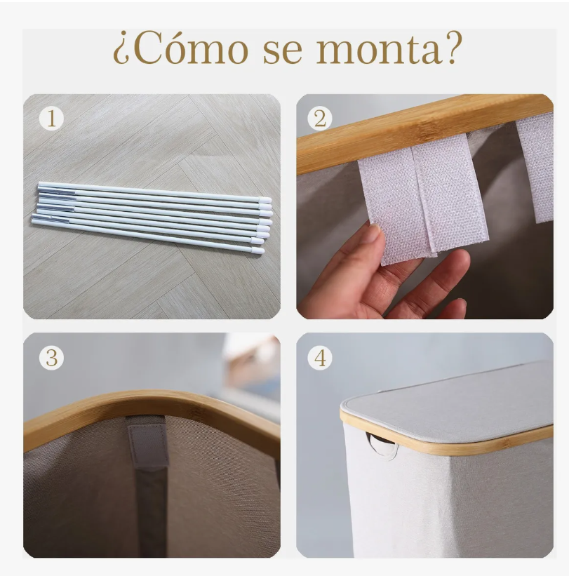 Foto 6 pulgar | Cesta de Ropa con Tapa y 3 Bolsas Grandes Plegables 160l
