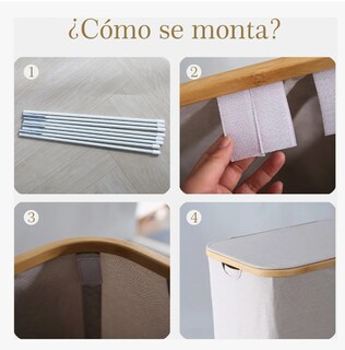 Foto 5 | Cesta de Ropa con Tapa y 3 Bolsas Grandes Plegables 160l