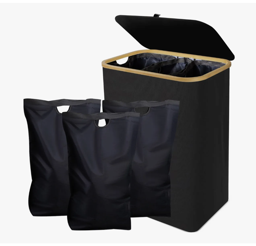 Foto 2 pulgar | Cesto de Ropa con Tapa y  3 Bolsas Plegable 160l