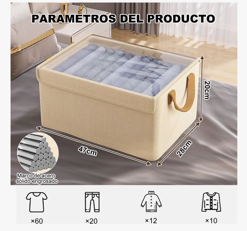 Foto 2 | Cajas Organizadoras De Tela Con Tapa Y Soporte De Acero 3pcs