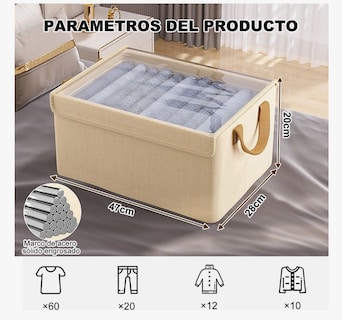Foto 2 | Cajas Organizadoras De Tela Con Tapa Y Soporte De Acero 3pcs