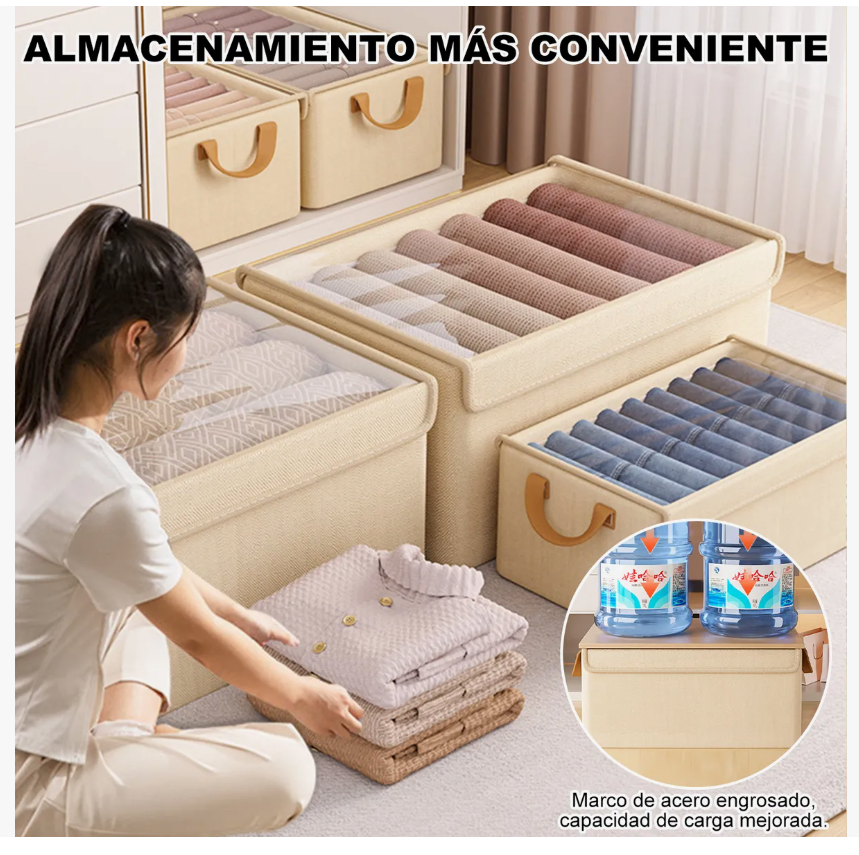 Foto 6 pulgar | Cajas Organizadoras De Tela Con Tapa Y Soporte De Acero 3pcs