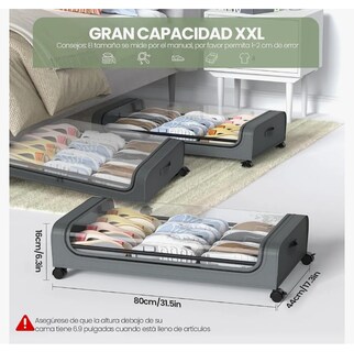 Foto 2 | Caja De Almacenamiento Para Zapatos Debajo De Cama Bolsa 3pc