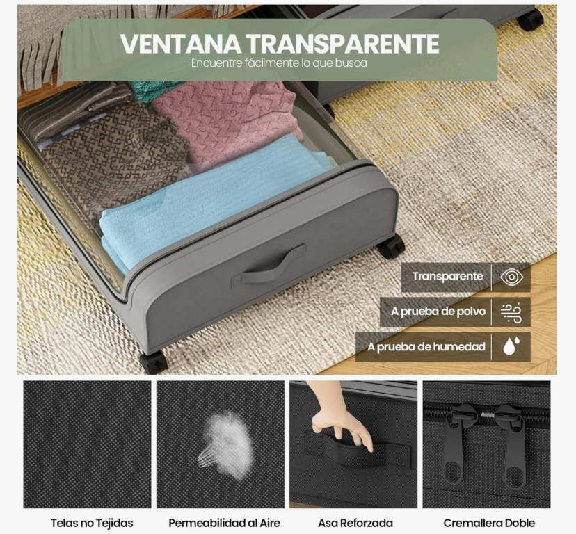 Foto 5 pulgar | Caja De Almacenamiento Para Zapatos Debajo De Cama Bolsa 3pc