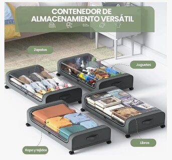 Foto 6 | Caja De Almacenamiento Para Zapatos Debajo De Cama Bolsa 3pc