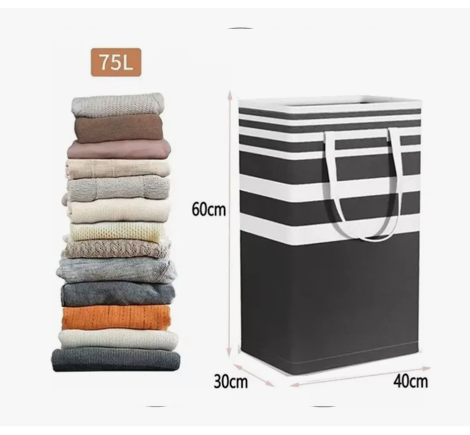 Foto 2 | Cesto de Ropa Impermeable y Plegable 75 L 2 Piezas