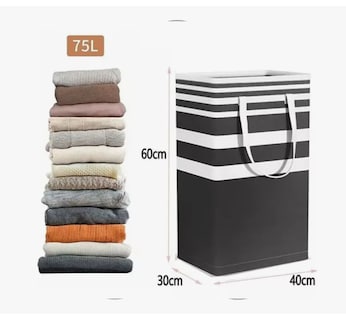 Foto 2 | Cesto de Ropa Impermeable y Plegable 75 L 2 Piezas