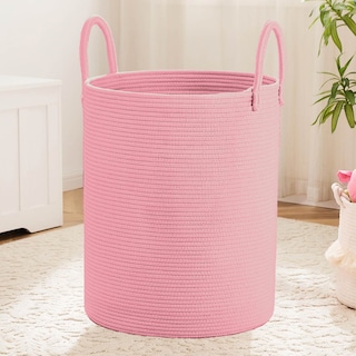 Foto 1 | Magma Life Cesta De Lavandería De Cuerda De Algodón, Plegable Y Duradera, Con Dos Asas Resistentes (color Rosa Claro)