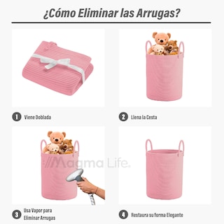 Foto 3 | Magma Life Cesta De Lavandería De Cuerda De Algodón, Plegable Y Duradera, Con Dos Asas Resistentes (color Rosa Claro)