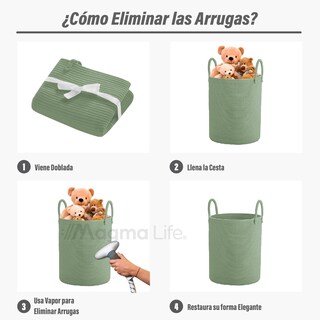 Foto 3 | Magma Life Cesta De Lavandería De Cuerda De Algodón, Plegable Y Duradera, Con Dos Asas Resistentes (color Aqua)
