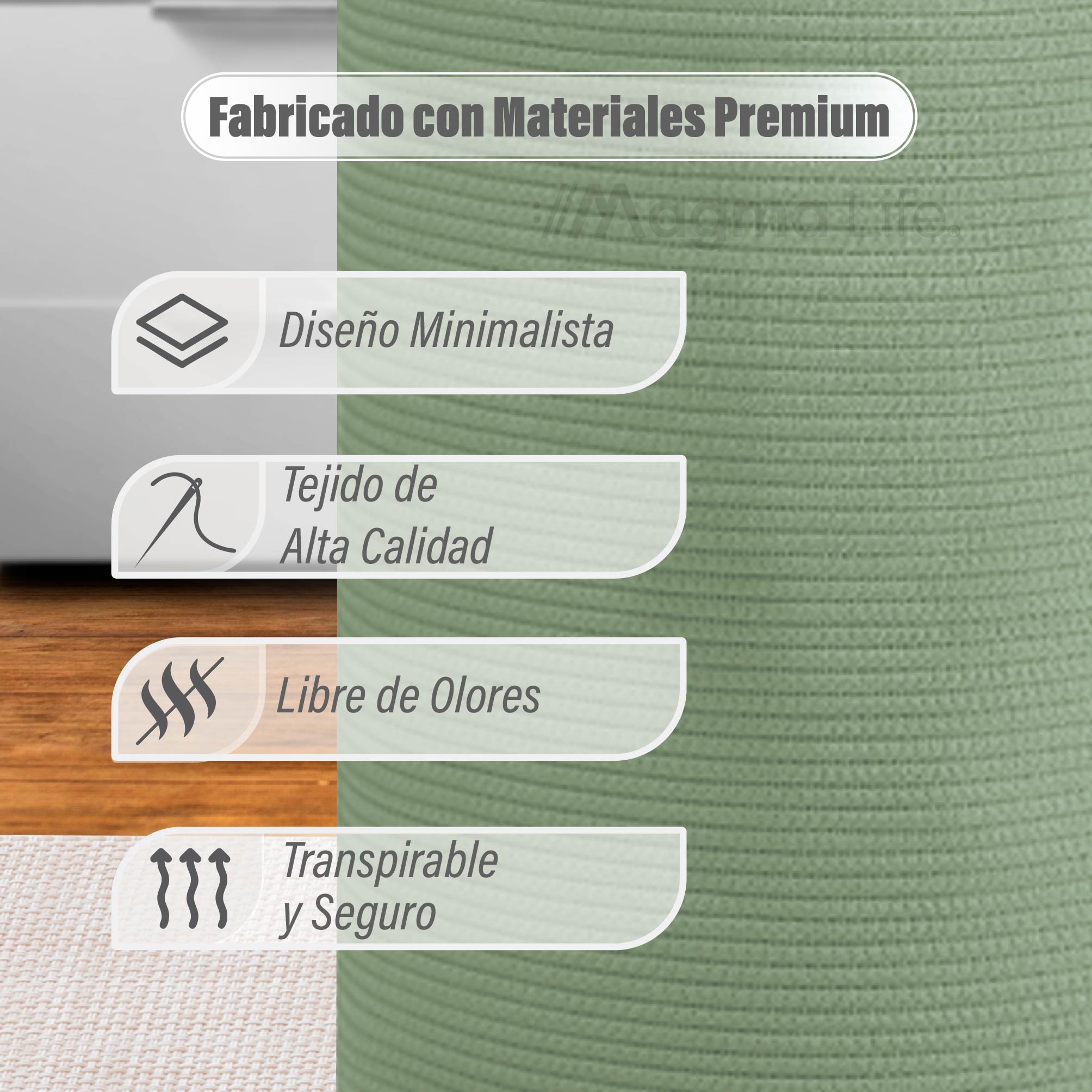 Foto 5 pulgar | Magma Life Cesta De Lavandería De Cuerda De Algodón, Plegable Y Duradera, Con Dos Asas Resistentes (color Aqua)