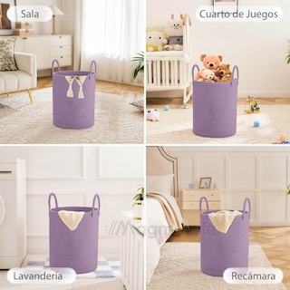 Foto 5 | Magma Life Cesta De Lavandería De Cuerda De Algodón, Plegable Y Duradera, Con Dos Asas Resistentes (color Lila)