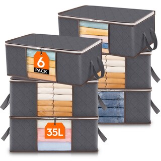 Foto 1 | Bolsa De Almacenamiento De Ropa Lifewit, Paquete De 6 Con Asa Reforzada, Color Gris - Venta Internacional.