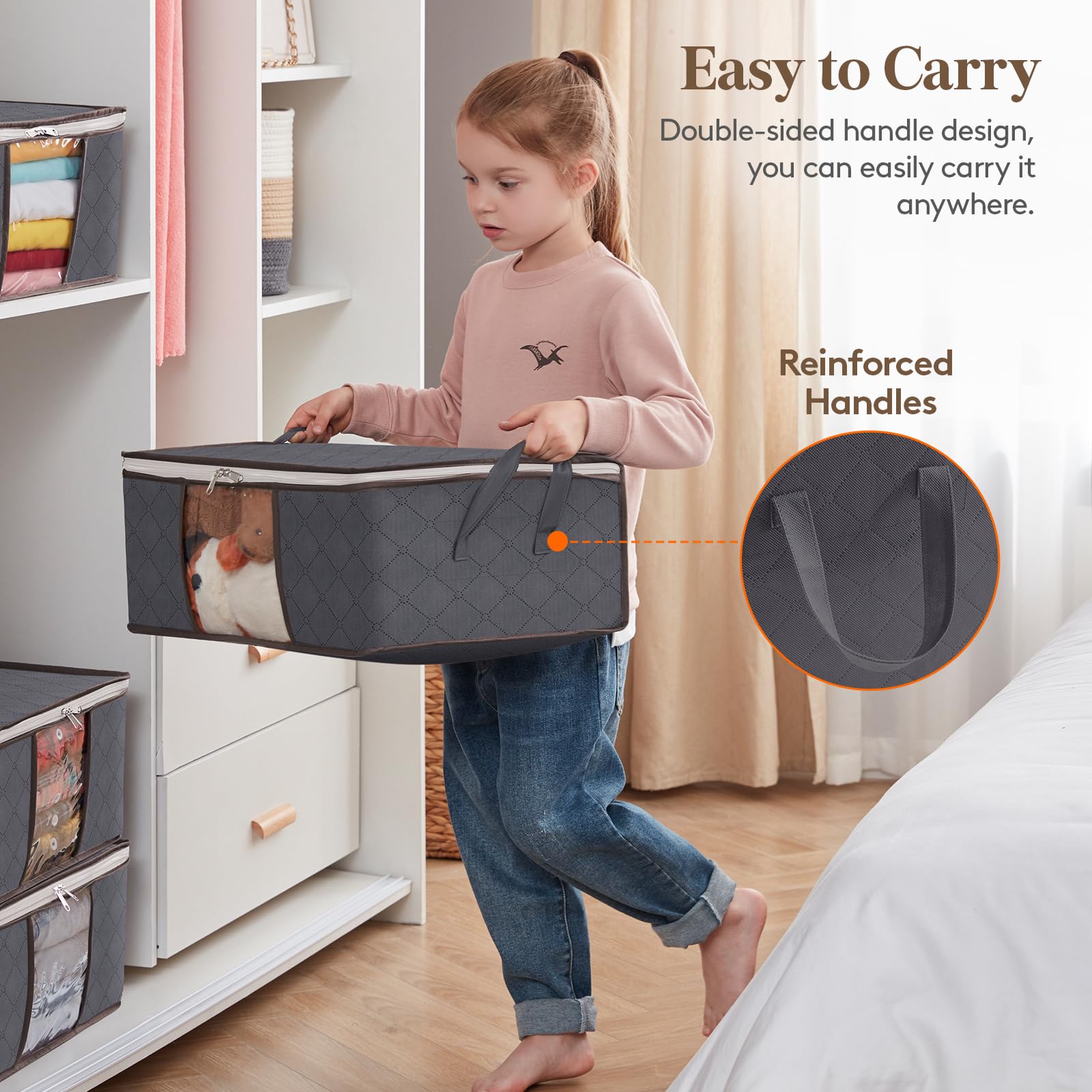Foto 4 | Bolsa De Almacenamiento De Ropa Lifewit, Paquete De 6 Con Asa Reforzada, Color Gris - Venta Internacional.