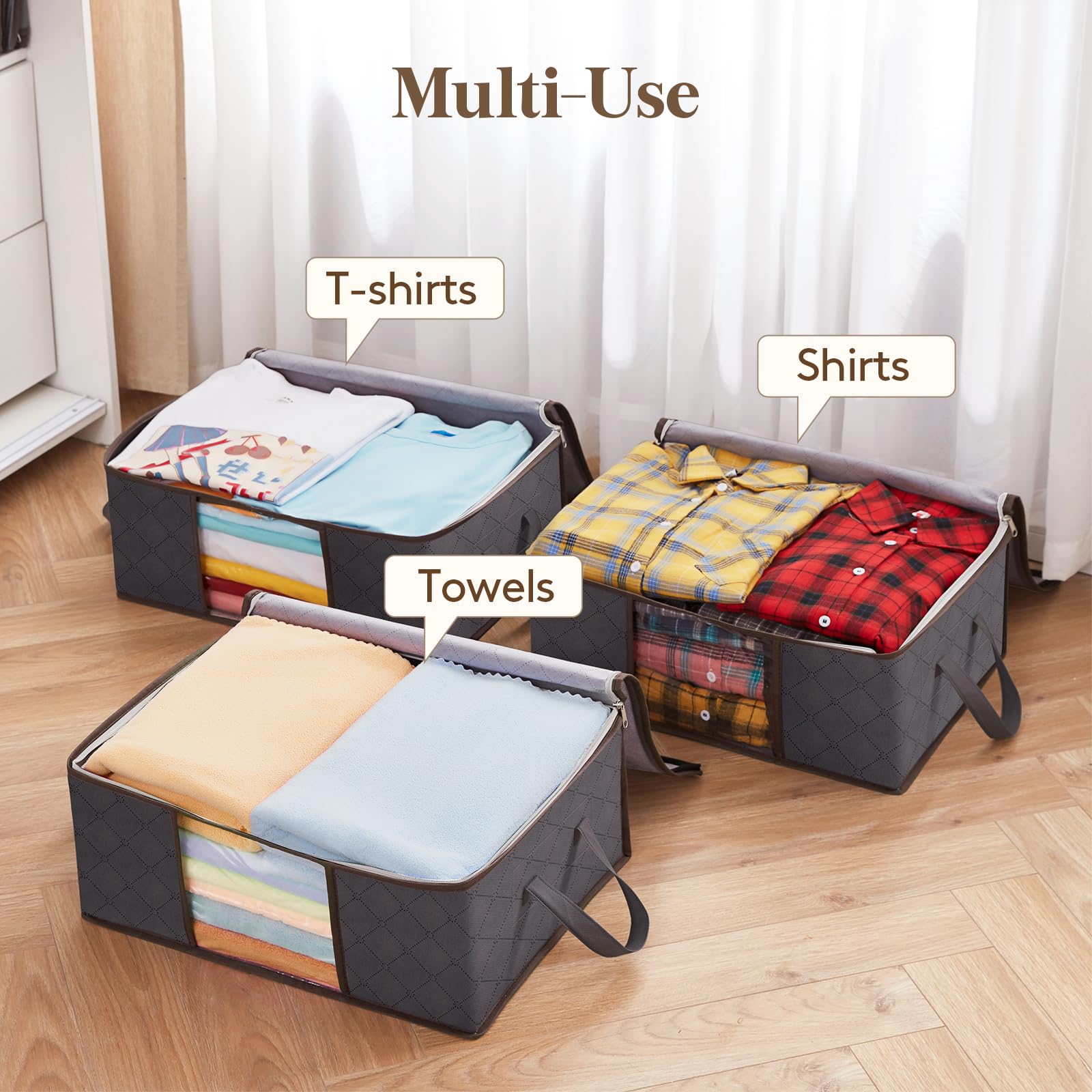 Foto 7 | Bolsa De Almacenamiento De Ropa Lifewit, Paquete De 6 Con Asa Reforzada, Color Gris - Venta Internacional.