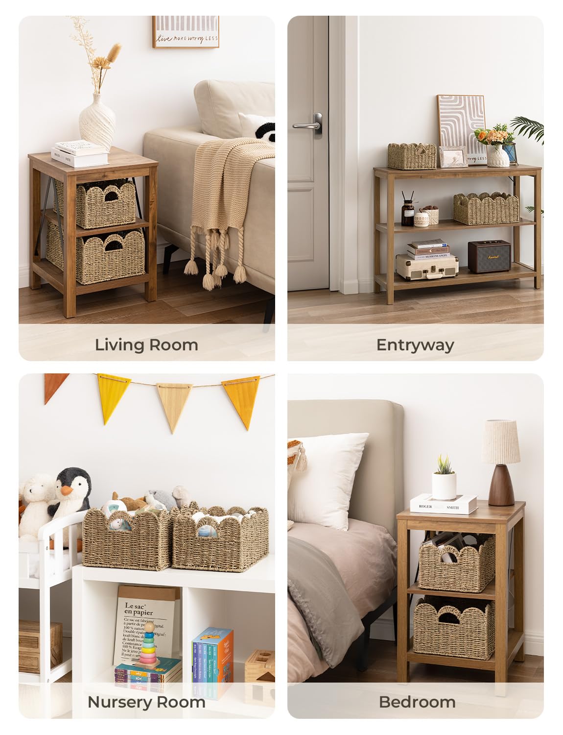 Foto 7 | Cesta De Mimbre Storageworks Con Borde Festoneado, Juego De 2 - Venta Internacional.