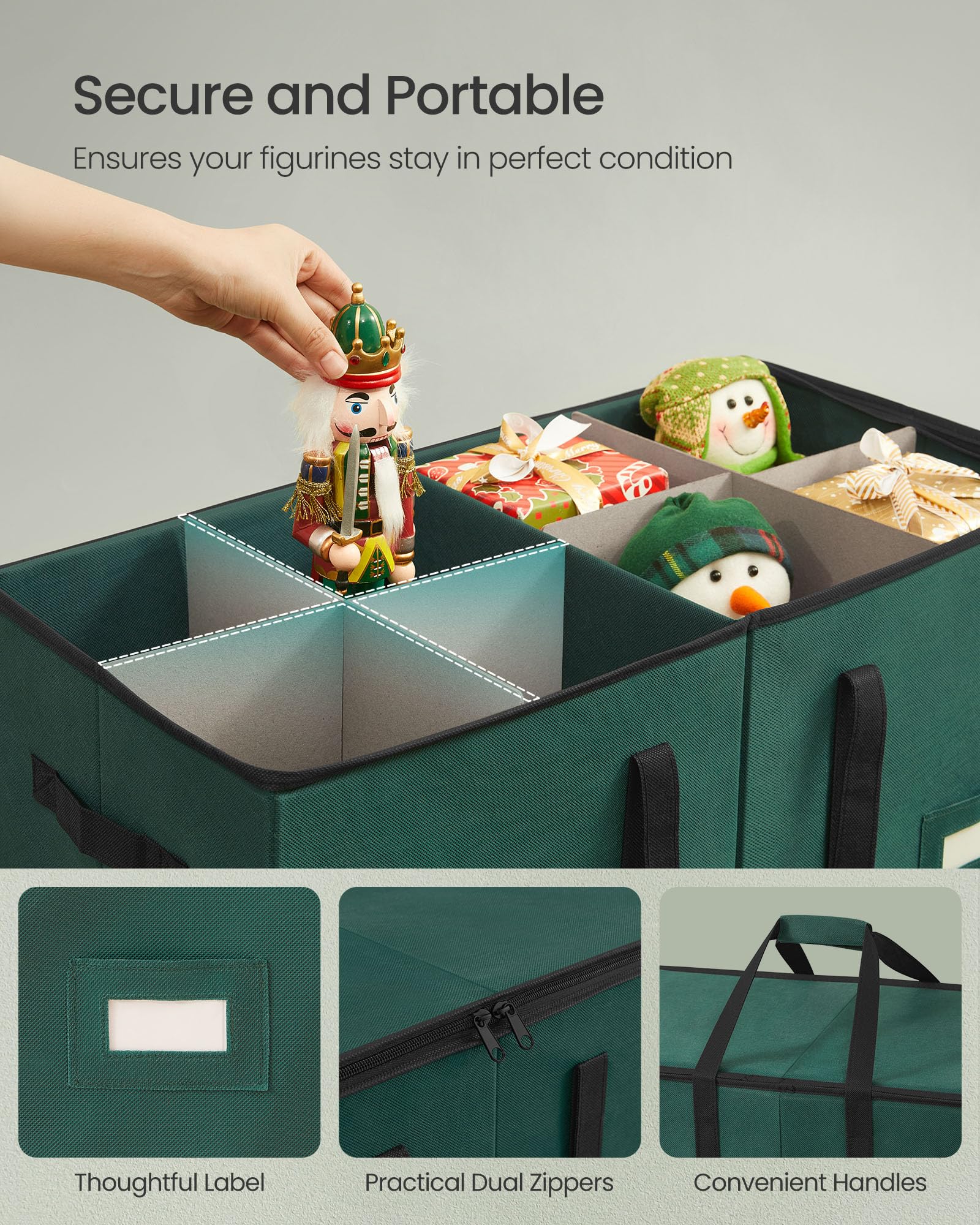 Foto 6 pulgar | Caja De Almacenamiento De Figuras Navideñas Songmics Para 15 Pulgadas, Color Verde - Venta Internacional.