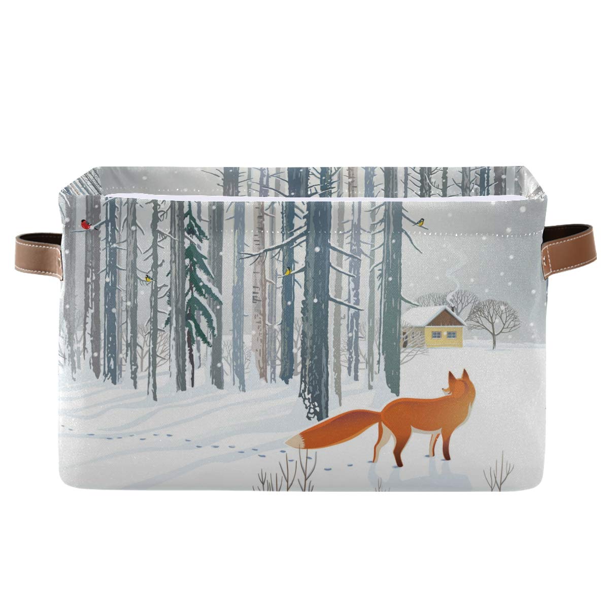 Foto 2 pulgar | Cesta De Almacenamiento Auuxva Winter Forest Wildlife Animal Fox - Venta Internacional.