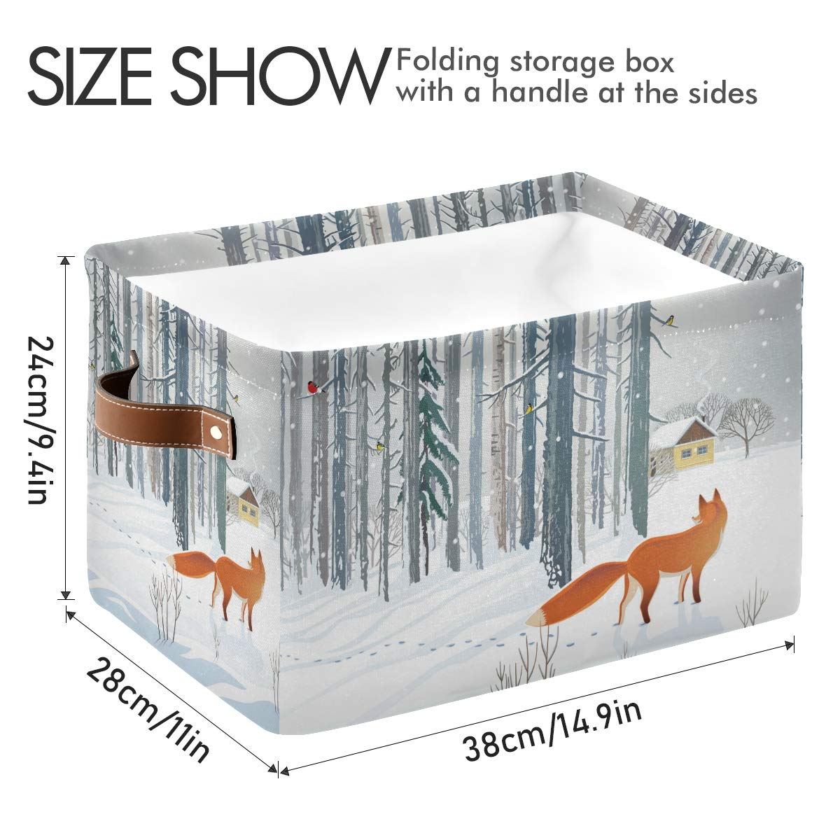 Foto 4 pulgar | Cesta De Almacenamiento Auuxva Winter Forest Wildlife Animal Fox - Venta Internacional.