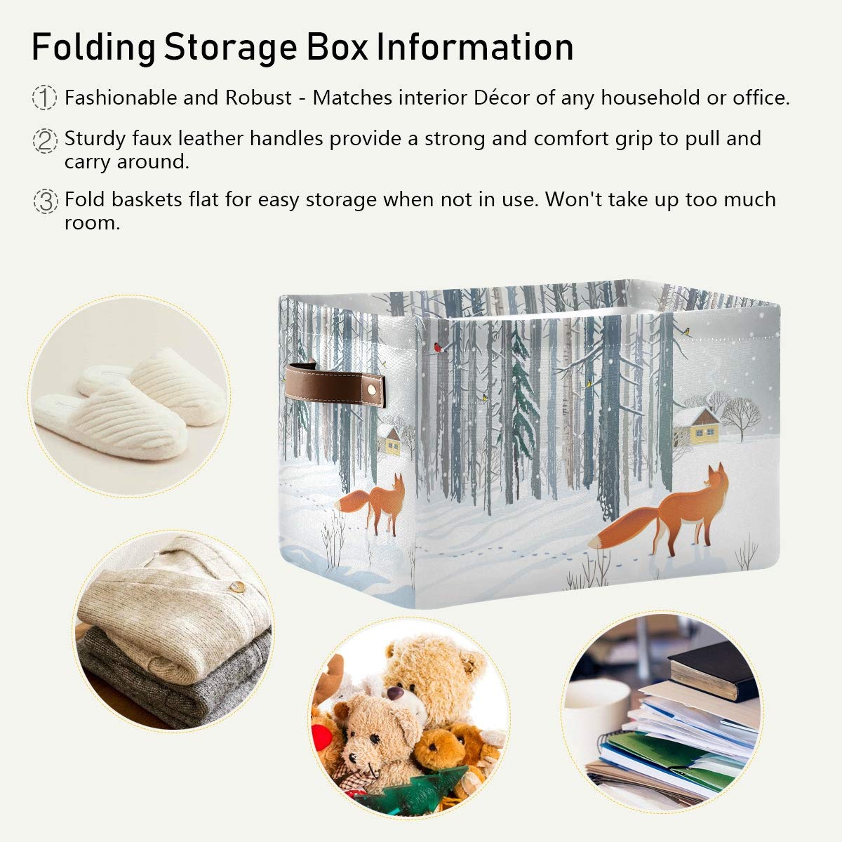 Foto 5 | Cesta De Almacenamiento Auuxva Winter Forest Wildlife Animal Fox - Venta Internacional.