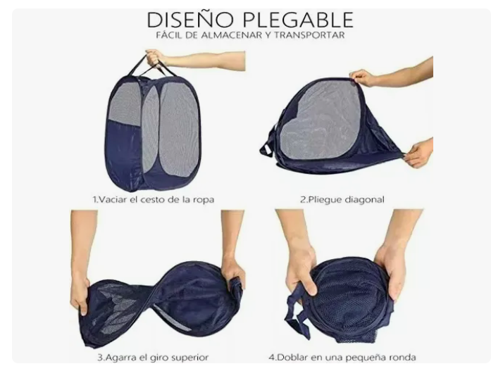 Foto 3 pulgar | 2 Piezas Cesta Plegable De Malla Para Ropa Sucia Organizador