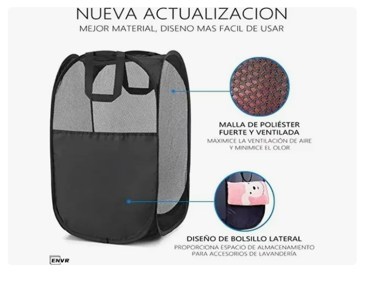 Foto 4 pulgar | 2 Piezas Cesta Plegable De Malla Para Ropa Sucia Organizador