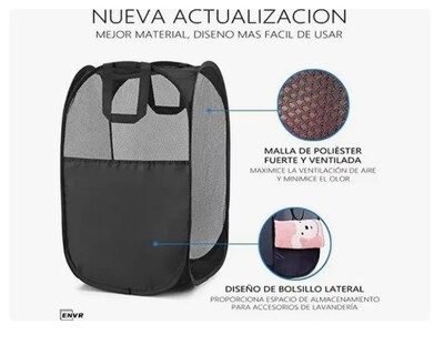 Foto 3 | 2 Piezas Cesta Plegable De Malla Para Ropa Sucia Organizador