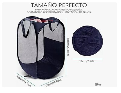 Foto 4 | 2 Piezas Cesta Plegable De Malla Para Ropa Sucia Organizador