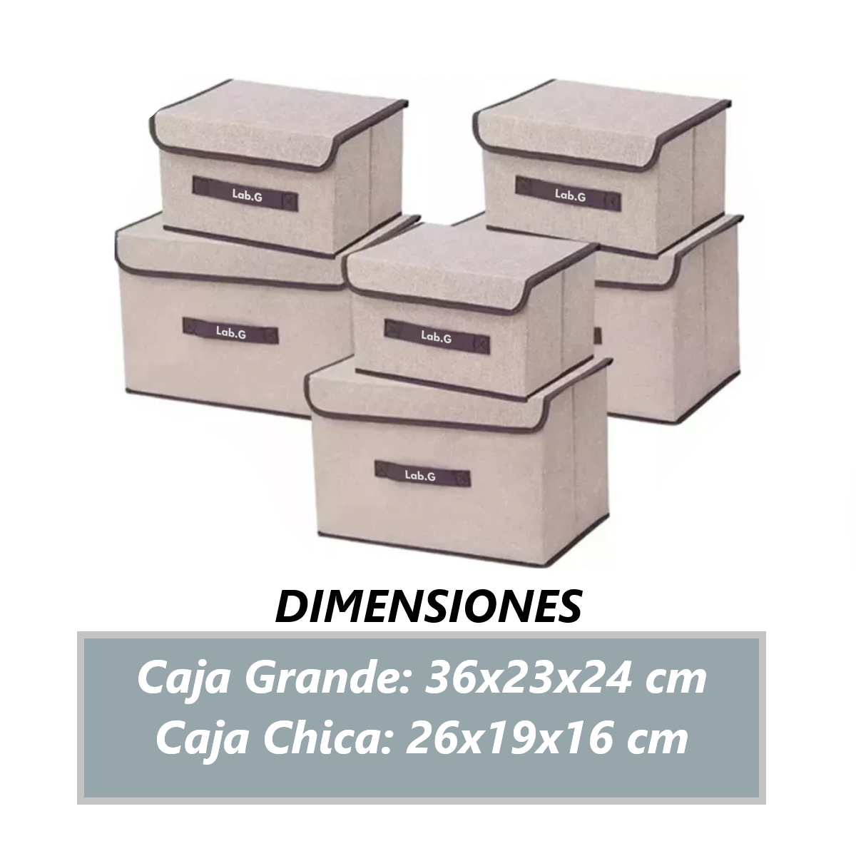 Foto 5 pulgar | Cajas De Organizadoras Plegables Con Tapa 6 Piezas Lab.g Marrón