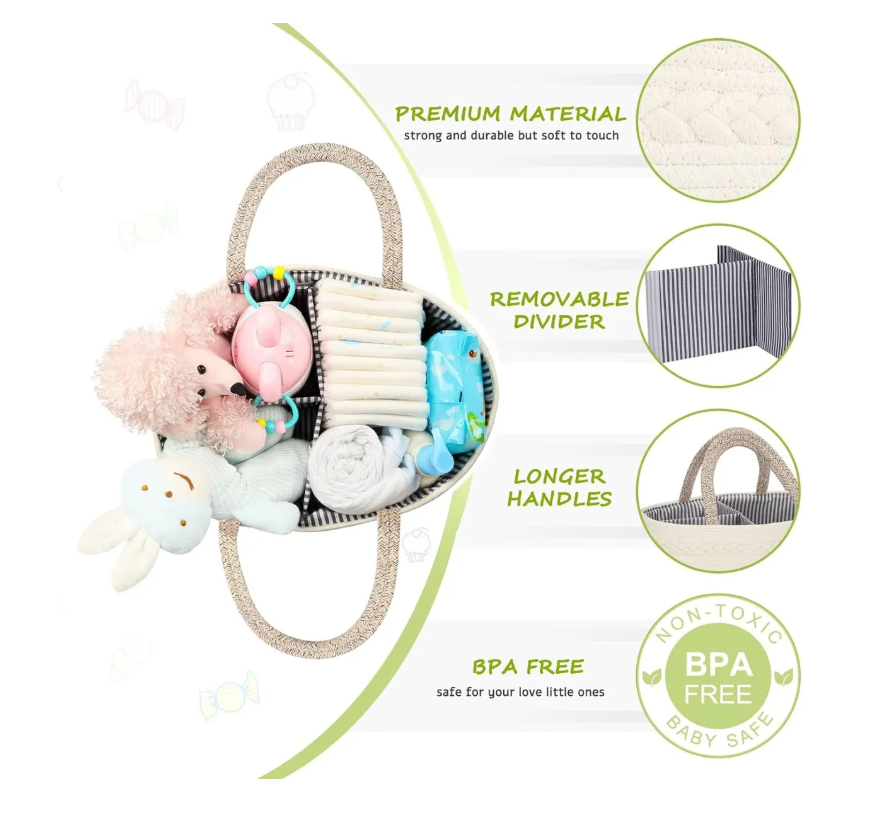 Foto 4 pulgar | Baby Diaper Caddy Organizer Para Niña Boy Cotton