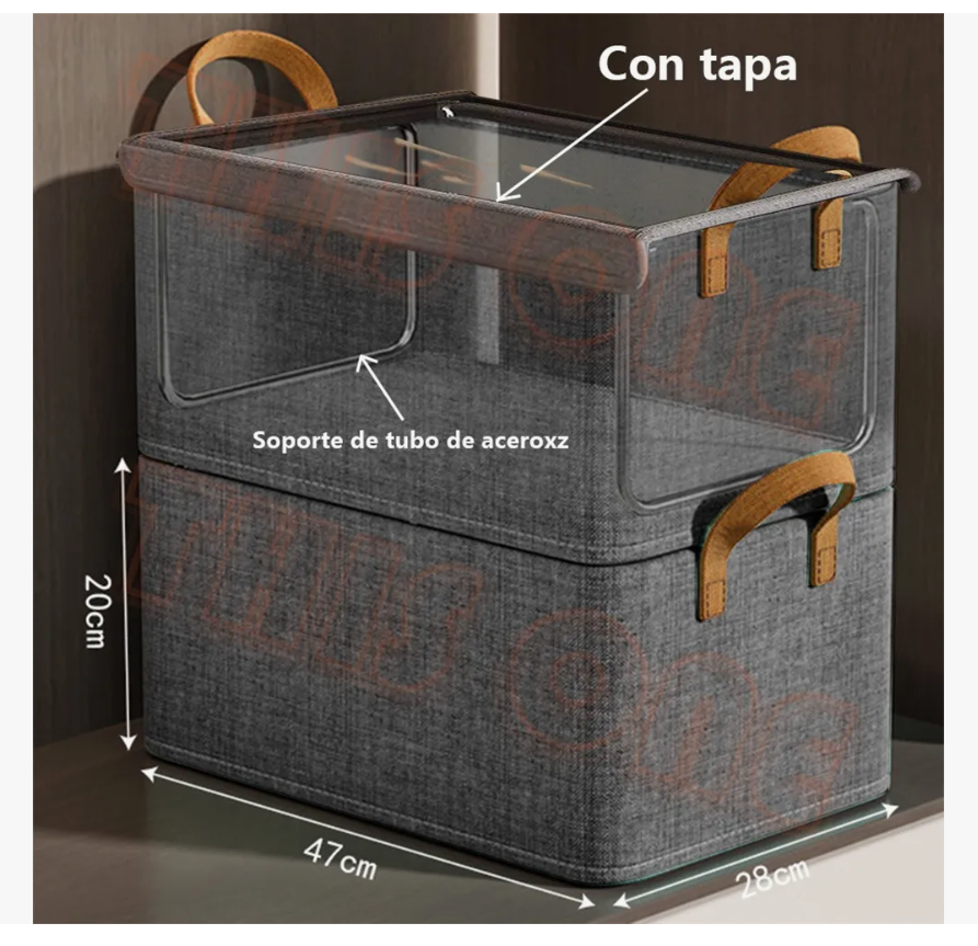 Foto 3 pulgar | Cajas Organizadoras De Tela Con Tapa Y Soporte De Acero 2pcs
