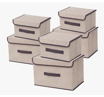 Foto 1 | 6 Cajas Almacenamiento De Tela Plegables Con Tapas Multiuso