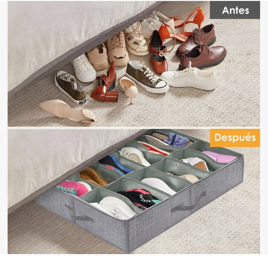 Foto 4 pulgar | Zapatera Plegable Bajo Cama 2pz Organizador 24 Pares Zapatos