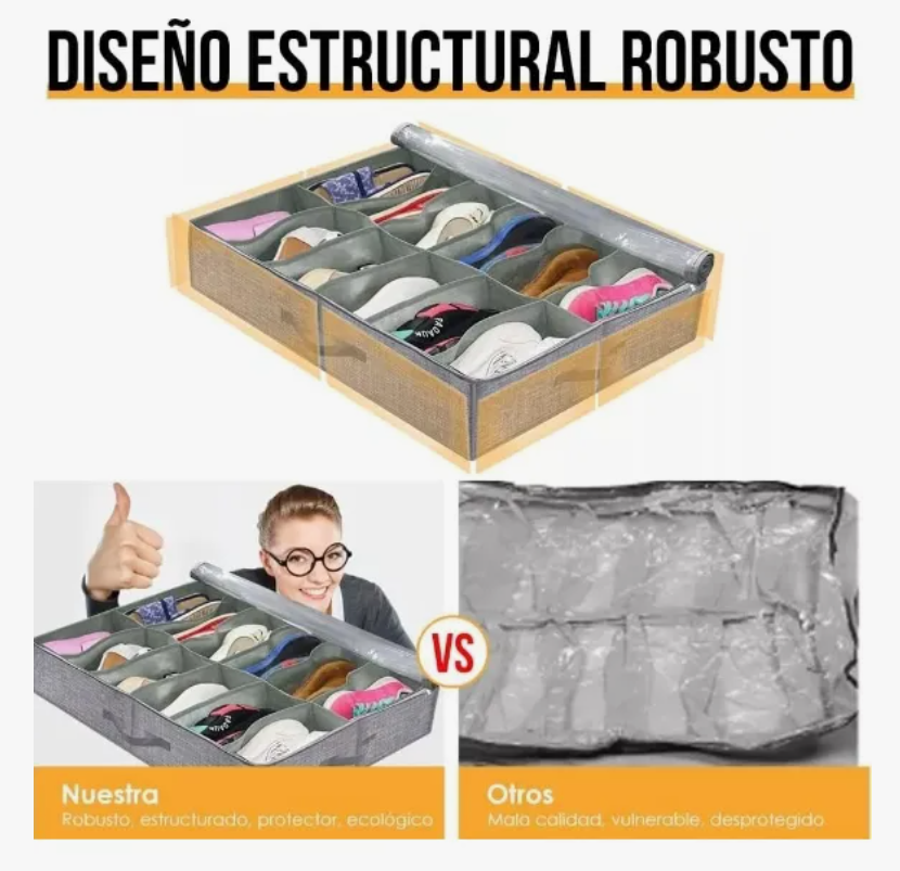 Foto 4 | Zapatera Plegable Bajo Cama 2pz Organizador 24 Pares Zapatos