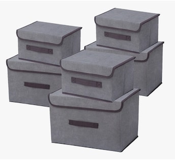 Foto 1 | Caja de Almacenamiento de Tela con Tapas 6 Piezas