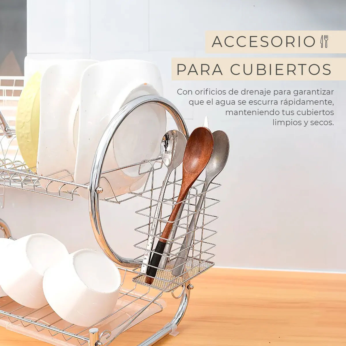 Foto 7 pulgar | Escurridor Trastes Platos Fregadero Acero Inoxidable Moderno 2 Niveles