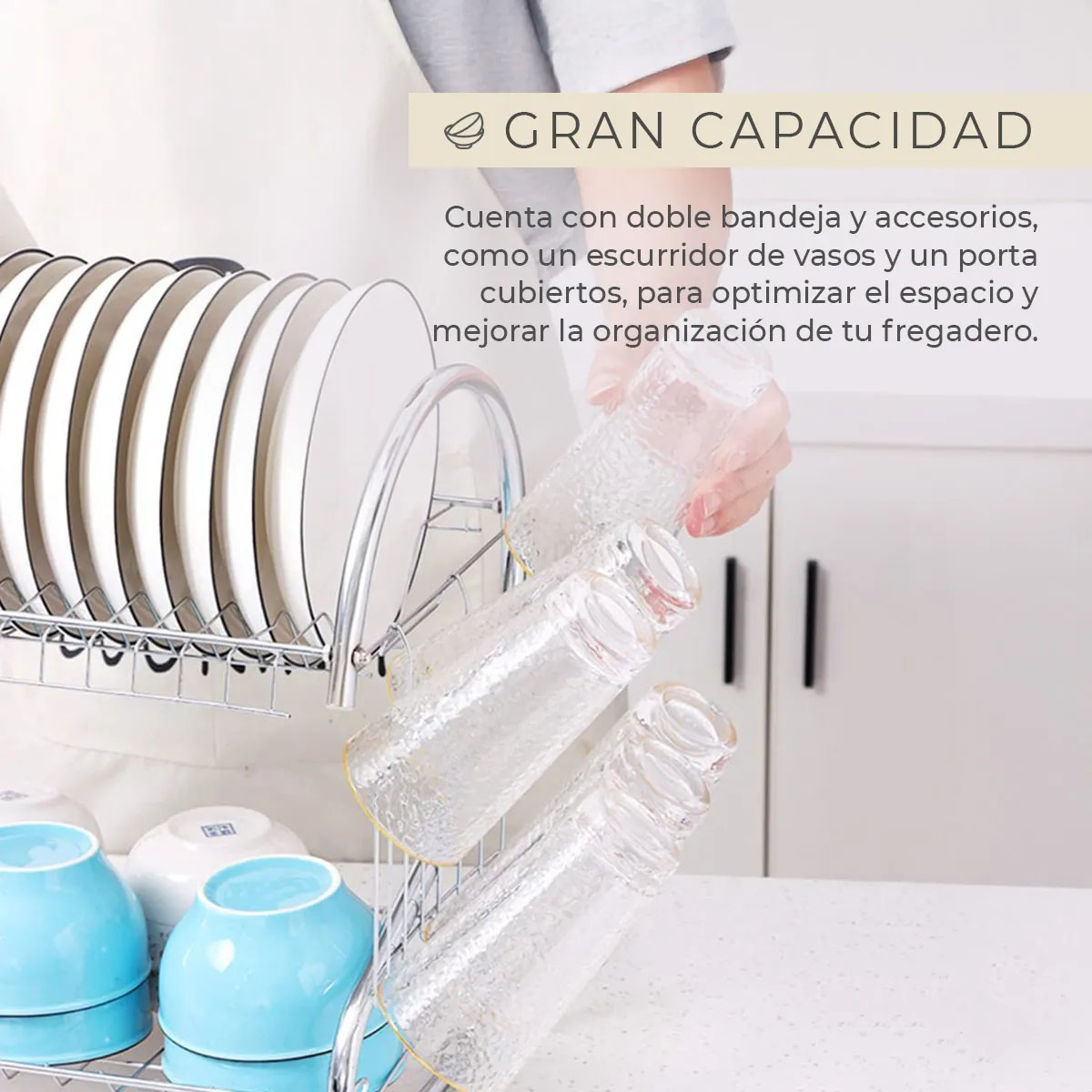 Foto 8 pulgar | Escurridor Trastes Platos Fregadero Acero Inoxidable Moderno 2 Niveles