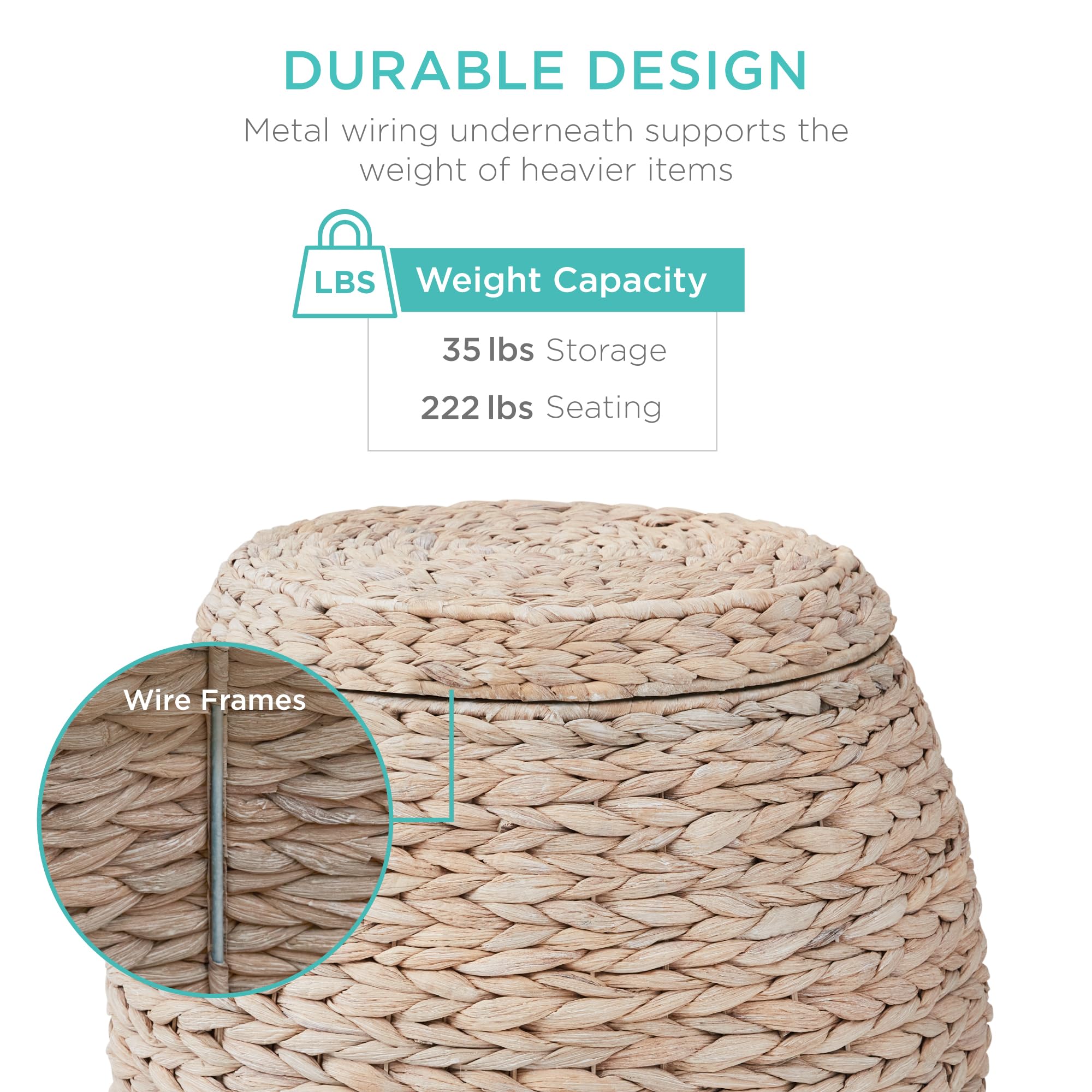 Foto 3 pulgar | Cesta De Almacenamiento Best Choice Products Vintage Hyacinth White - Venta Internacional.