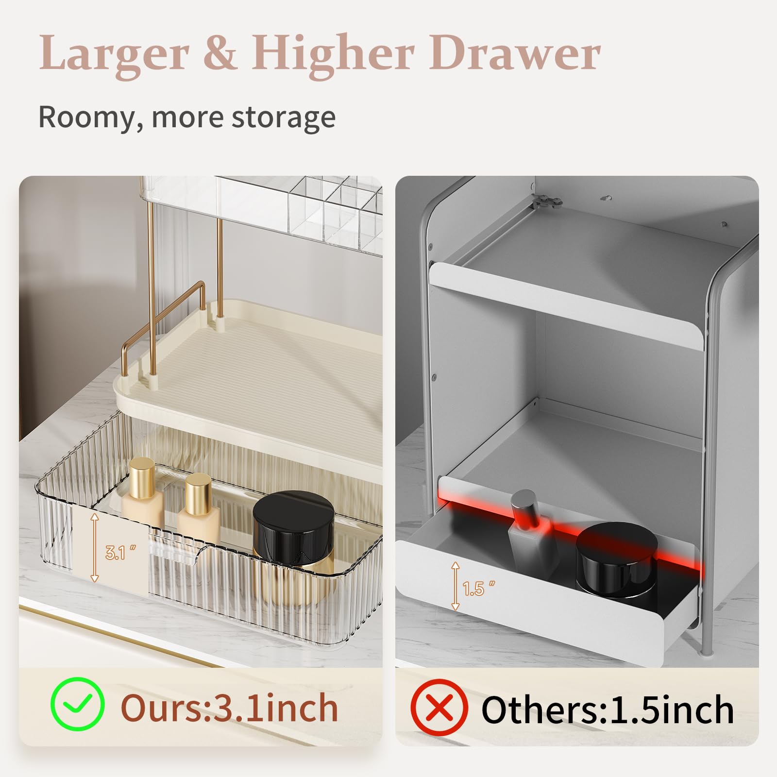 Foto 3 pulgar | Organizador De Encimera De Baño Delamu De 2 Niveles Con Cajón - Venta Internacional.