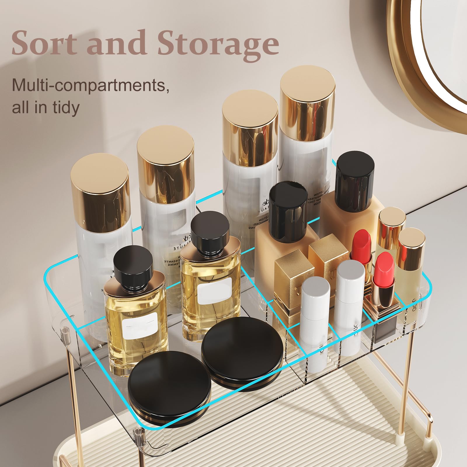 Foto 4 pulgar | Organizador De Encimera De Baño Delamu De 2 Niveles Con Cajón - Venta Internacional.