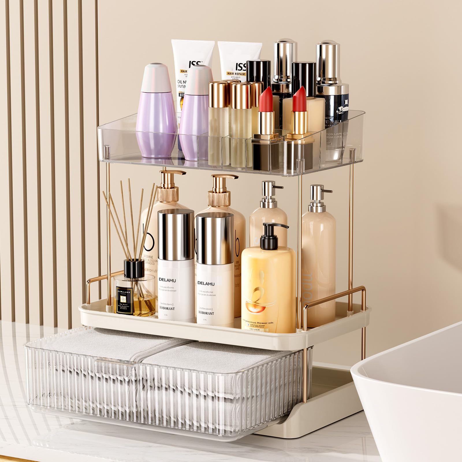 Foto 6 pulgar | Organizador De Encimera De Baño Delamu De 2 Niveles Con Cajón - Venta Internacional.