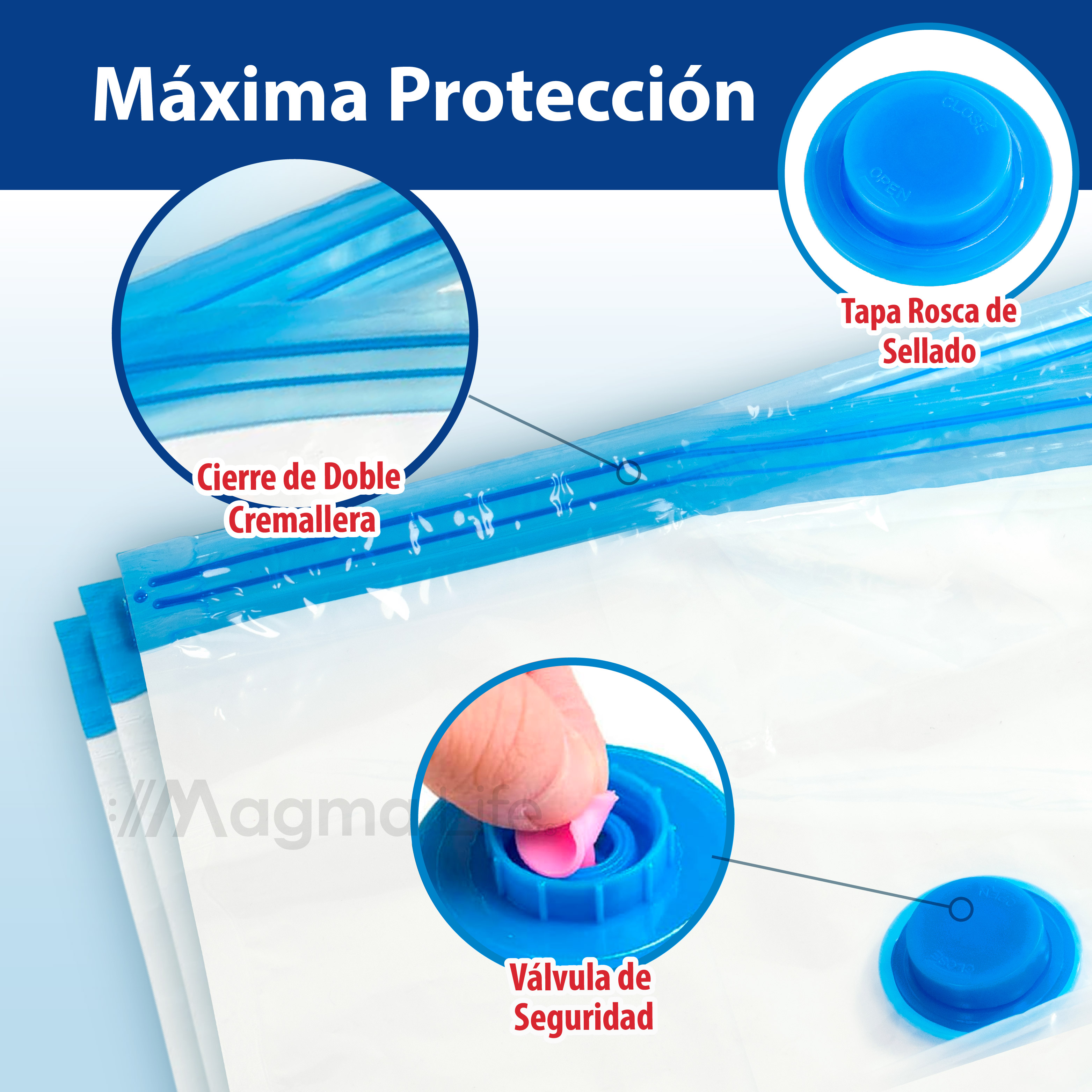Foto 4 | Magma Life Bolsas Compresión Al Vacío 12pzs 3 Tamaños  Ahorro De Espacio