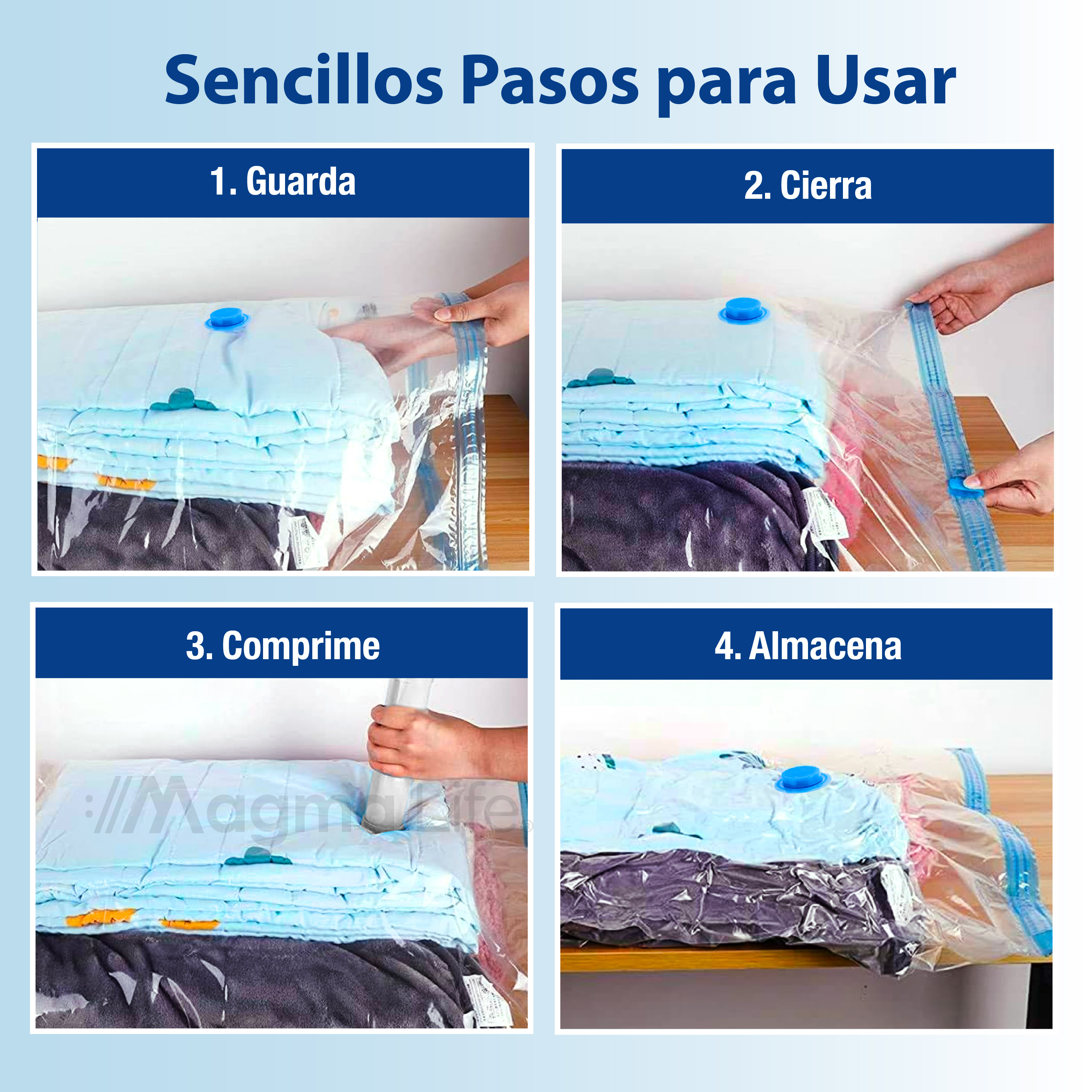 Foto 7 pulgar | Magma Life Bolsas Compresión Al Vacío 12pzs 3 Tamaños  Ahorro De Espacio