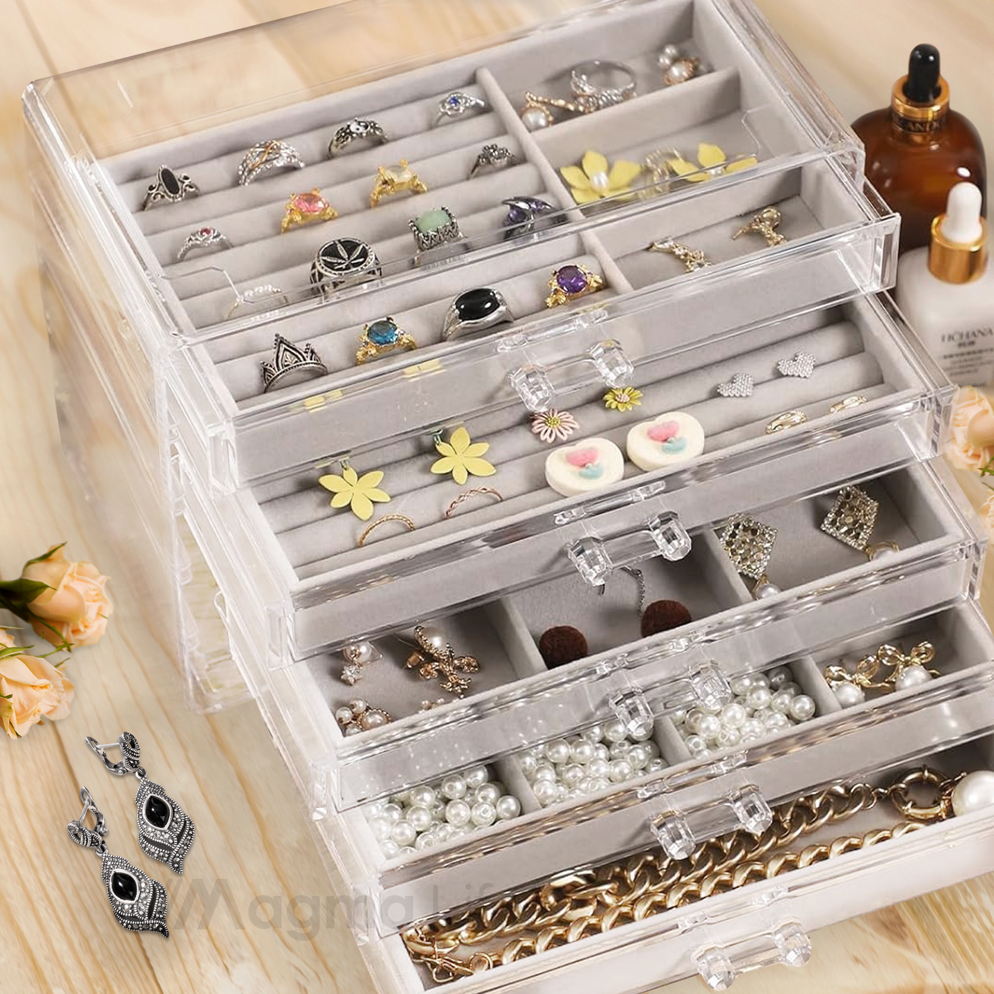 Foto 4 | Magma Life Joyero Acrílico Con 5 Cajones  Elegante Y Funcional  Ideal Para Collares Y Anillos
