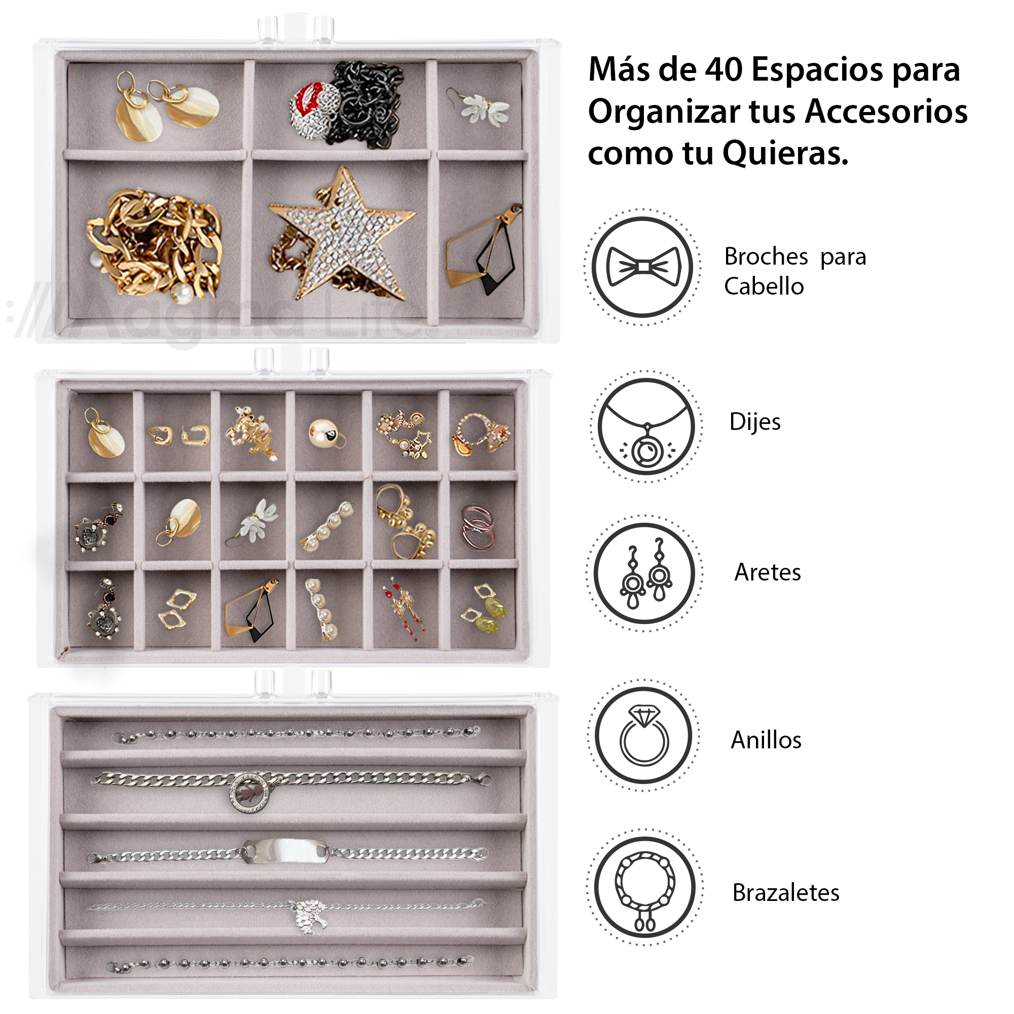 Foto 6 pulgar | Magma Life Joyero Acrílico Con 5 Cajones  Elegante Y Funcional  Ideal Para Collares Y Anillos