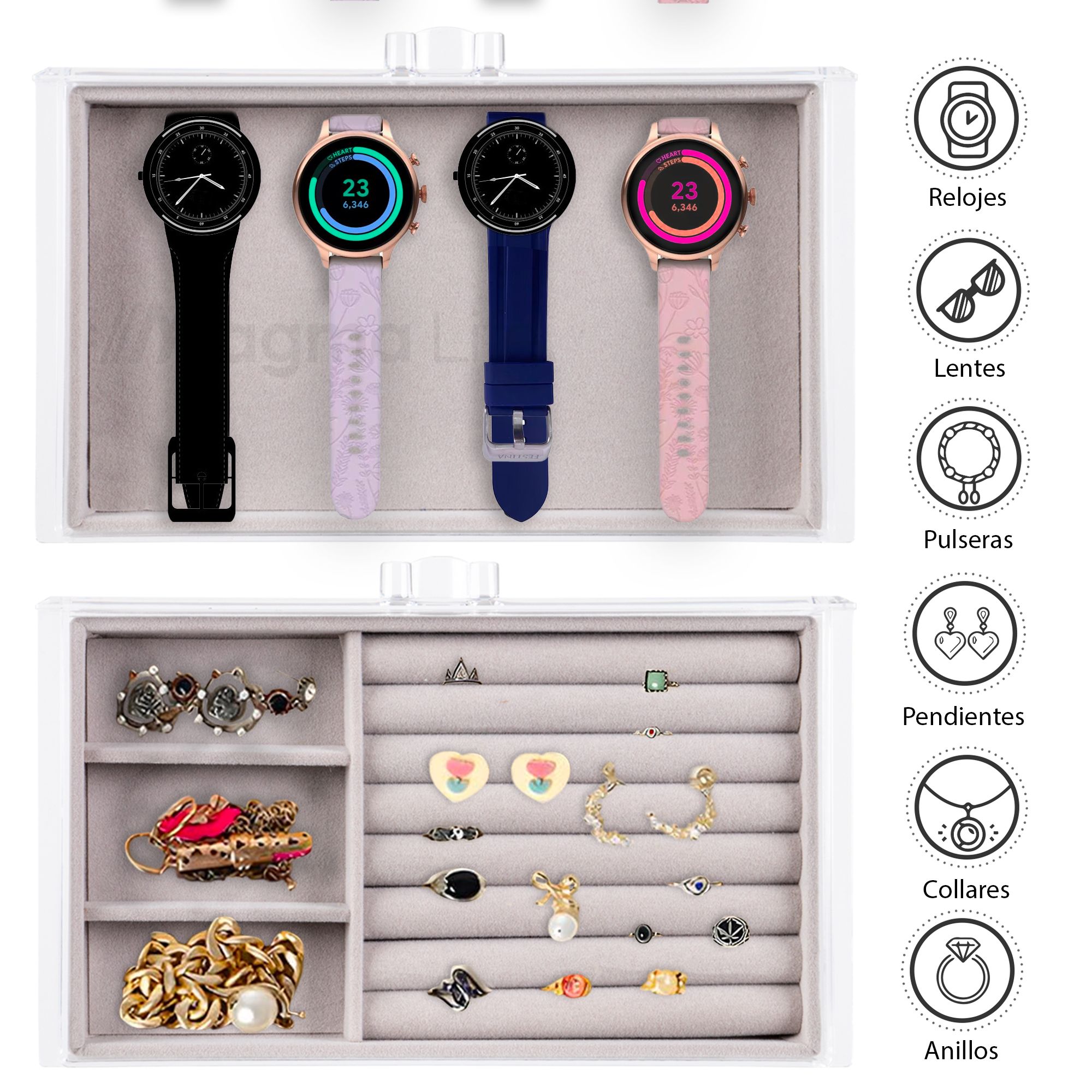 Foto 6 | Magma Life Joyero Acrílico Con 5 Cajones  Elegante Y Funcional  Ideal Para Collares Y Anillos